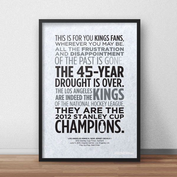 2012 Stanley Cup Championship Poster - Los Angeles Kings 